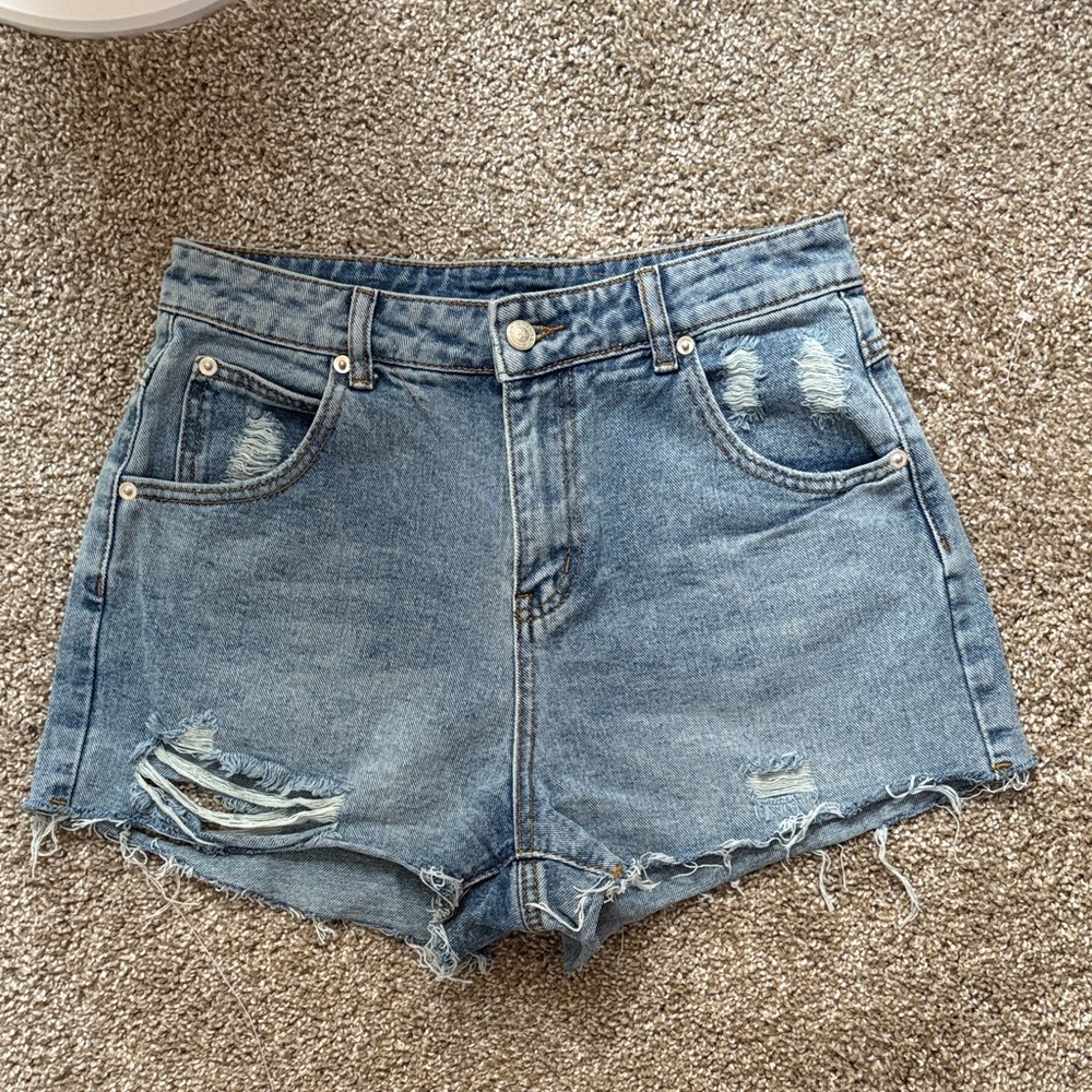 Princess Polly Blue Distressed Jean Shorts